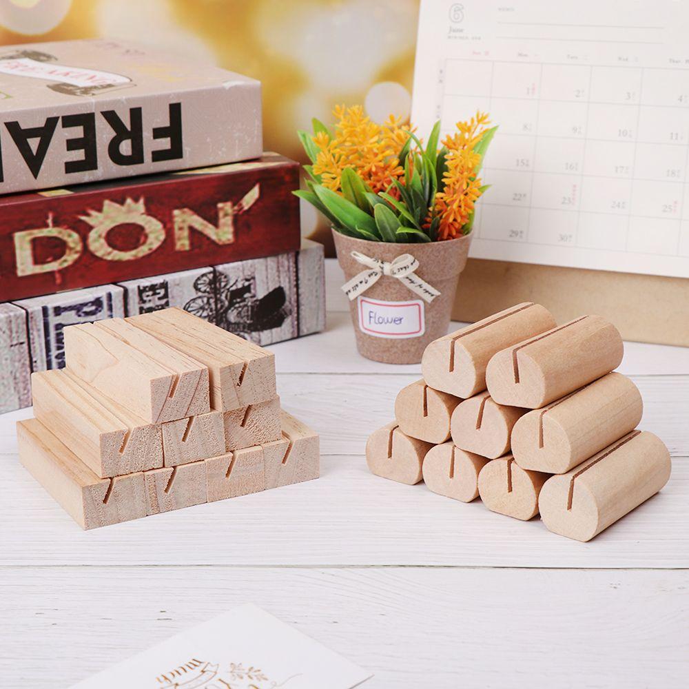 Simple Wooden Table Numbers Holder Retro Clamps Stand Photos Clips Round Shape Base Desktop Decoration Wedding Supplies