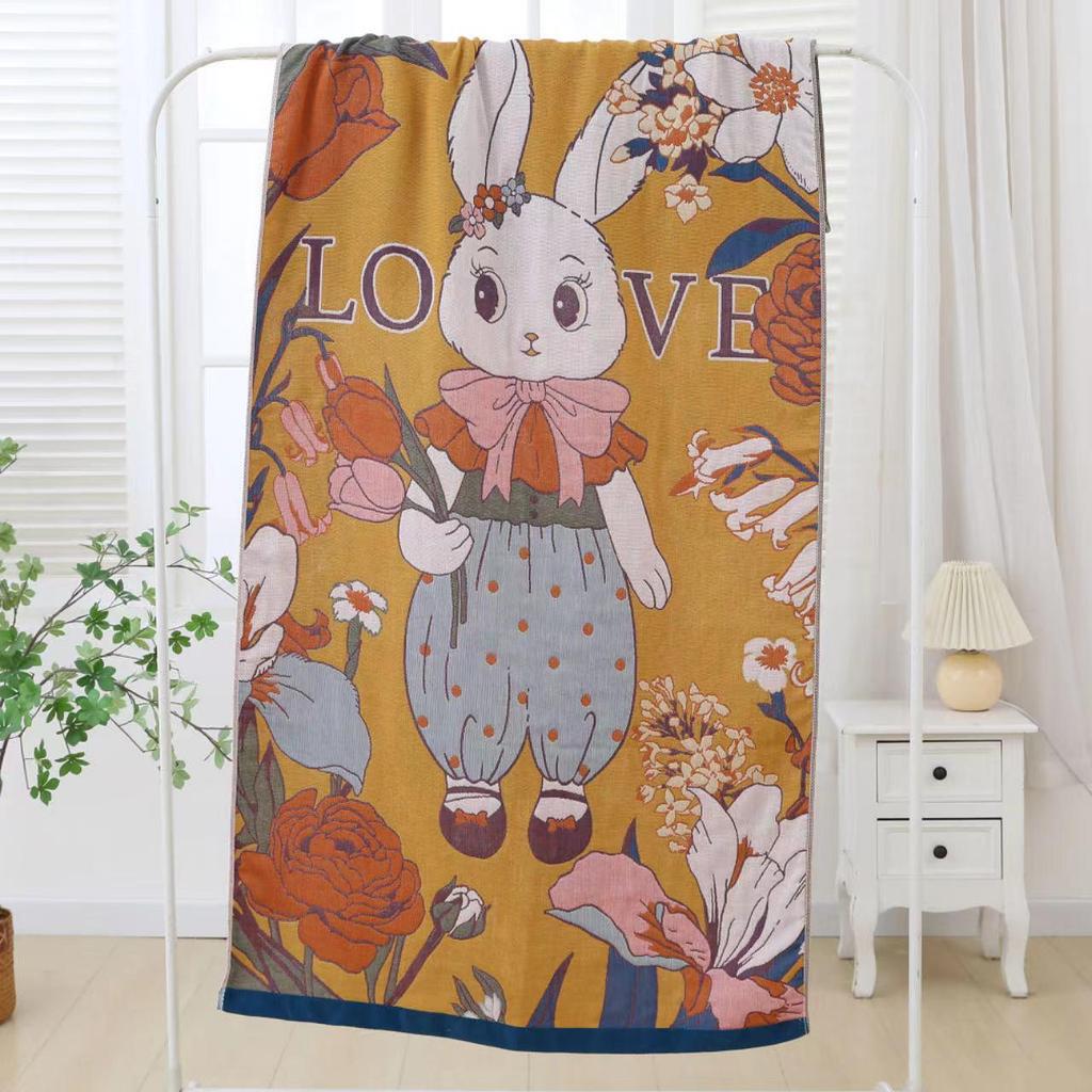Extra Large Cotton Gauze Cartoon Bath Towel - Soft, Quick-Drying for Adults & Kids