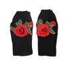 Vintage Embroidery Knitted Gloves Floral Fingerless Gloves Cute Crochet Flower Mittens  Outdoor