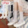 1 Pair Flower Lace Socks Fashion Mesh Retro Hollowed Out Lolita Crew Socks Sweet Pile Socks Daily Thin Vintage Women