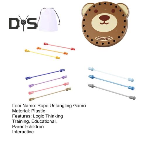 Kids Bear Rope Untangling Game Logic Thinking Focus Training Rope Board Game Parent-children Interactive Educational Colorful Elastic Rope Unhitching