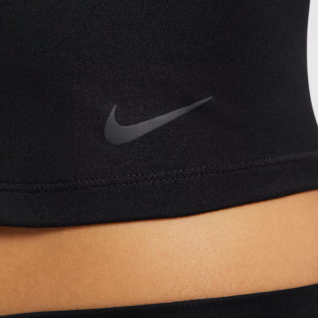 Nike Однотонный облегающий кроп-топ без рукавов Женские топы Черный HV3654-010