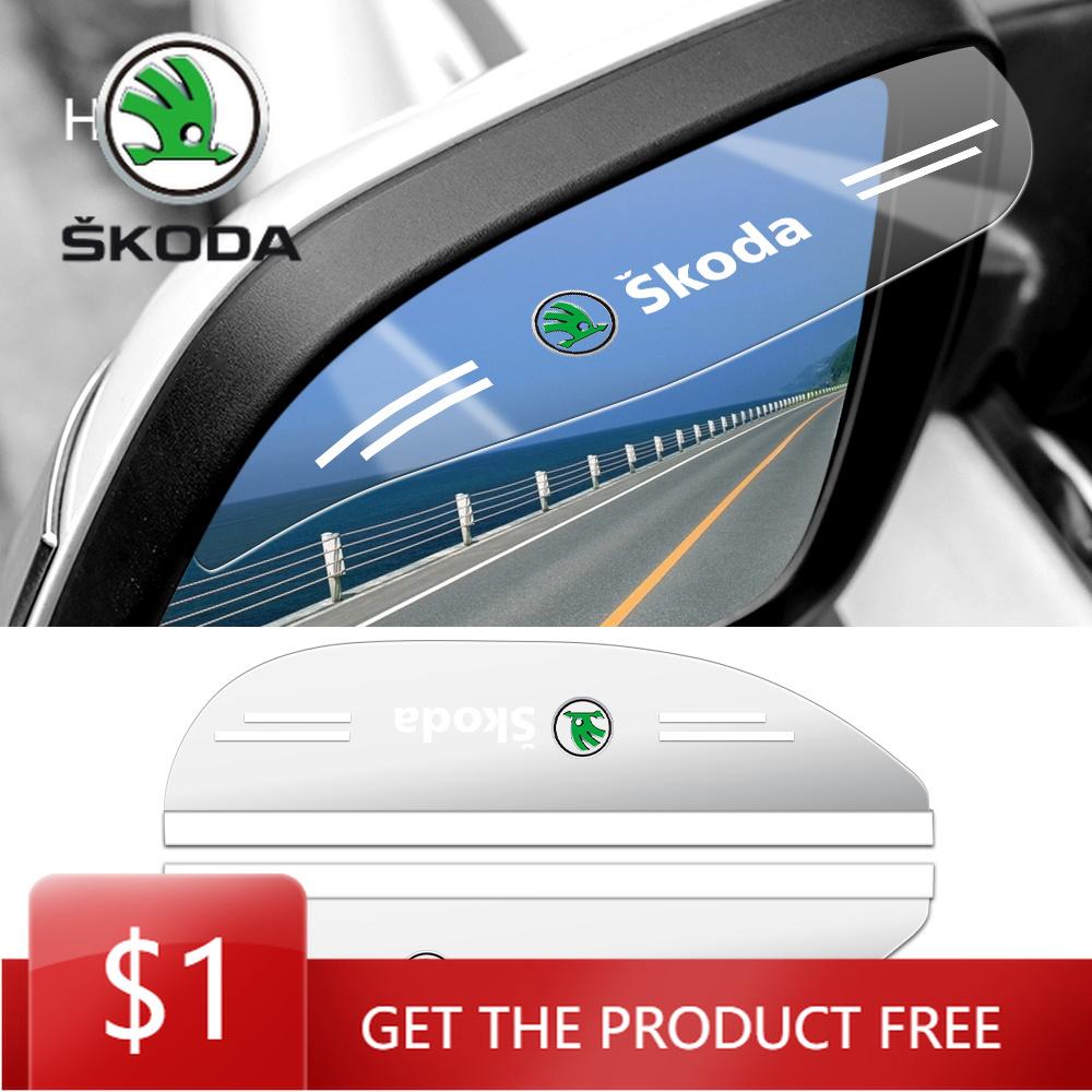 Car Sticker 2Pcs Car Rearview Mirror Rain Eyebrow Sun Shade Protector Sticker For Skoda Octavia 2 3 A7 Fabia Rapid Superb Scala NL6