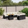 10 Piece Garden Sofa Set with Cushions Black Poly Rattan