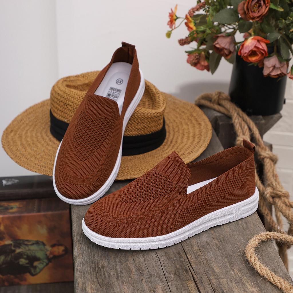 Foreign Trade Casual Single Shoes Women's Shoes Autumn New Fly-woven Mesh Round Head One Pedal Large Size Flat Bottom Cross-border Women