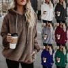 Women's Fashion Winter Fleeces Warm Plush Hooded Hoodies Loose Casual Solid Color Jacket Pullovers Plus