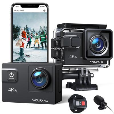 WOLFANG GA300 Экшн-камера Внешняя 4K 24 МП Подводная камера 40 м HDMI Двойной аккумулятор 1350 мАч Пульт ДУ Гарнитура и Многочисленные Аксессуары [с Микрофоном] (с