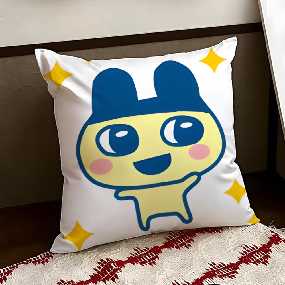 Cute TTamagotchi Cushion Cover Reversible Soft Durable Pillow Cover Home Car MultiScene Use for Daily Comfort