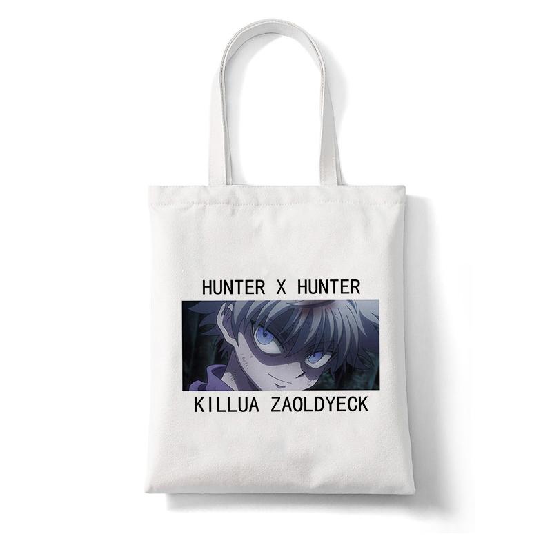 Anime Shopper Bag Hunter X Hunter Killua Zoldyck Shopping Bag Canvas Bag Tote Large Capacity Collapsible Handbags Shoulder Bag