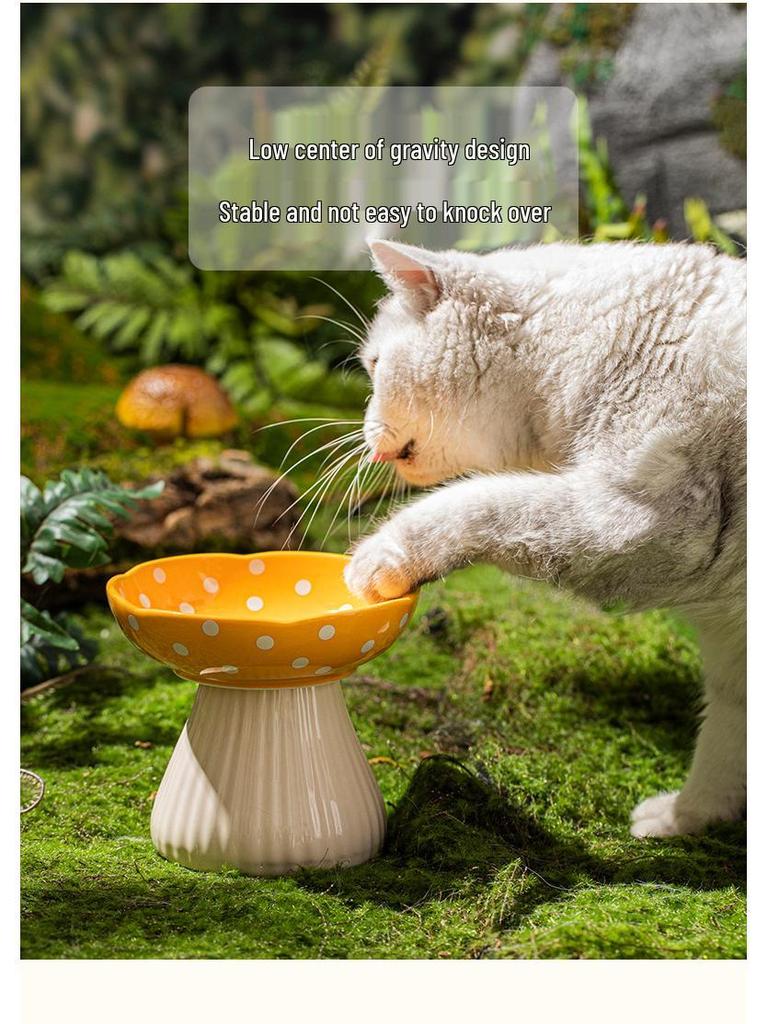Керамическая приподнятая миска для кошек и собак - Конструкция против опрокидывания для защиты шейного отдела позвоночника - Миска для еды и воды