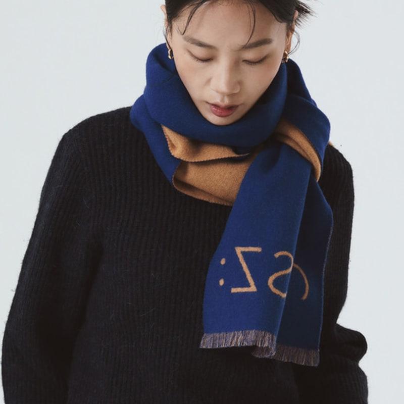 ONSZ Wool Cashmere Solid Double-Sided Logo Muffler