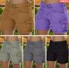 Women'S Cargo Shorts Loose Solid Color Mini Pant Summer Beach Shorts Buttons Short  Pants Trousers