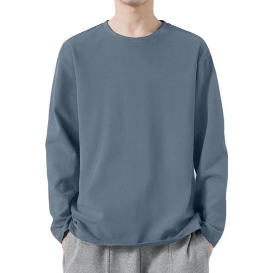 Men Sport Top Loose Pure Color Round Neck Quick-drying Plus Size Mid Length Long Sleeves Homewear Gym Running Basketball T-shirt