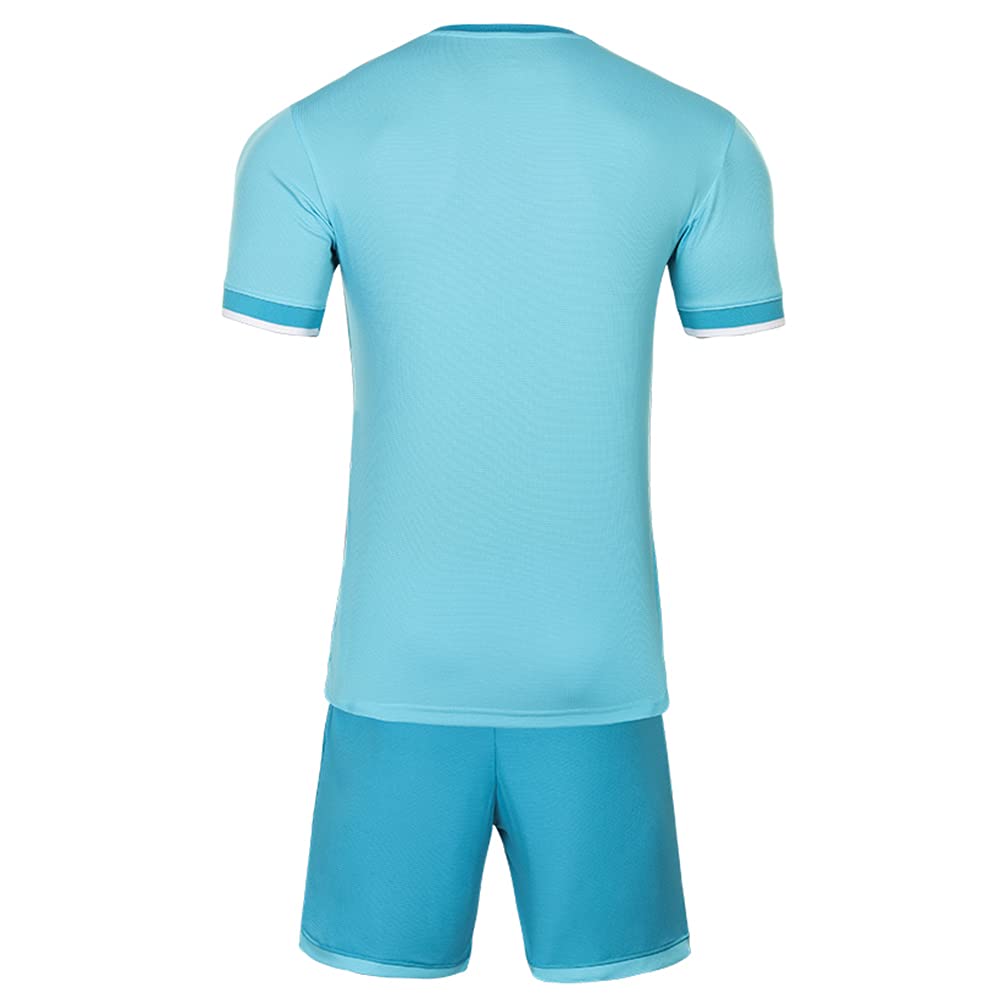 Мужской футбольный комплект Kelme: футболка и брюки. (Светло-голубой, Размер M)