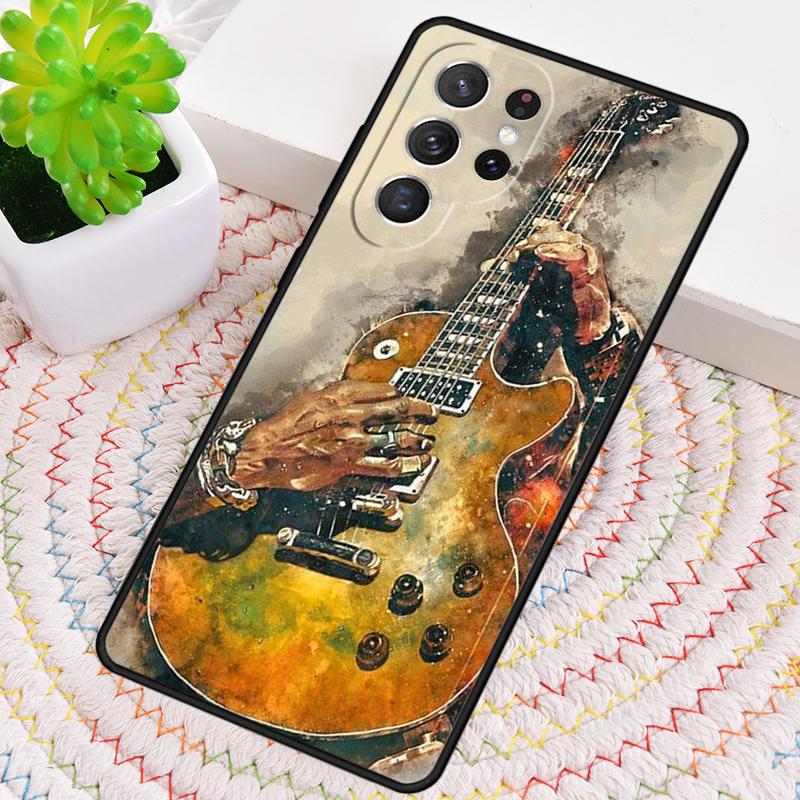 Music Flames Bass Guitar Silicone Phone Case For Samsung Galaxy note 10 pro S26 S25 S24 S23 S22 S21 Plus S25Ultra Capa Cover
