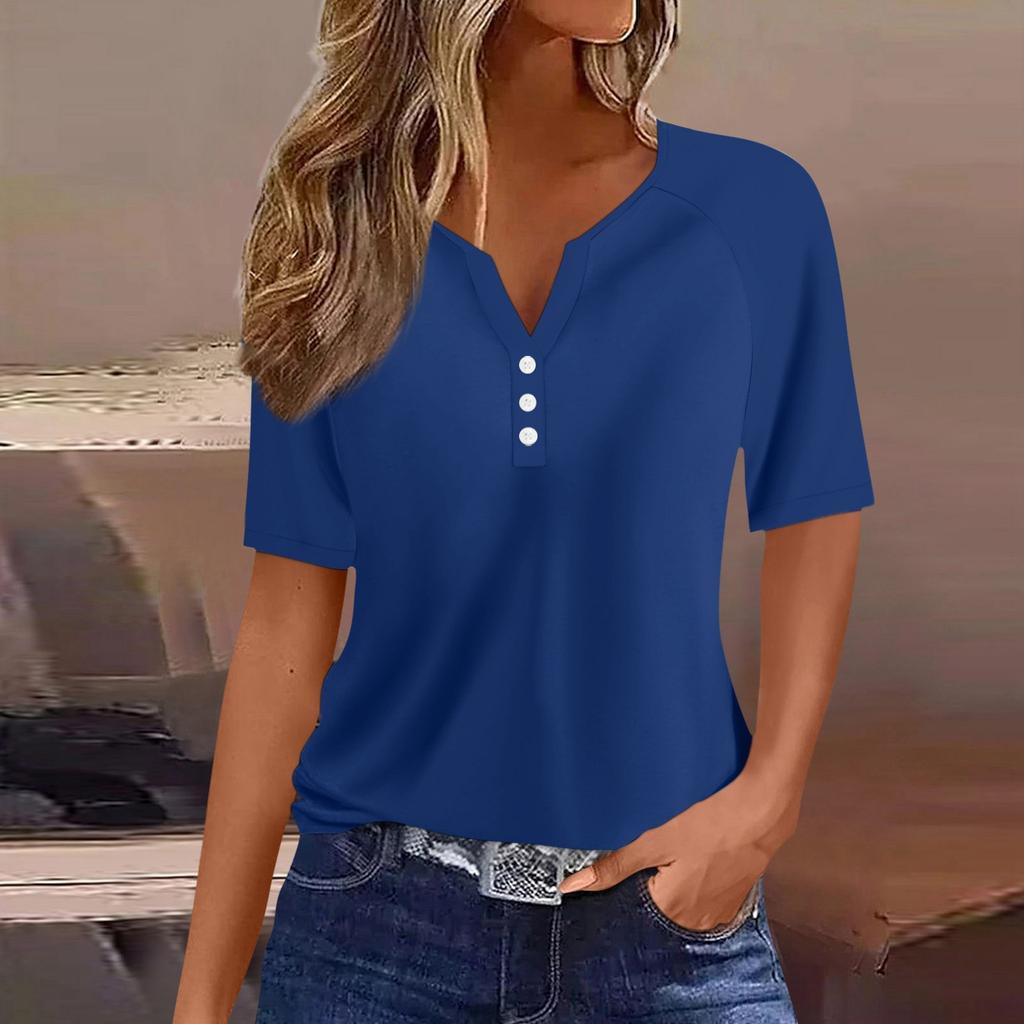 Women's T Shirt Tee Print Button Raglan Sleeve Daily Weekend Fashion Basic V Neck Regular Top