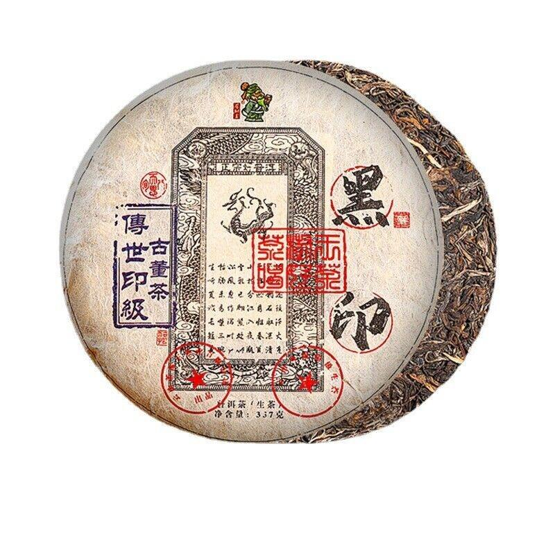 Чай Пуэр Чайный торт Пуэр Сырой пуэр Античный чай с черной печатью 357 г Чайный торт Пуэр