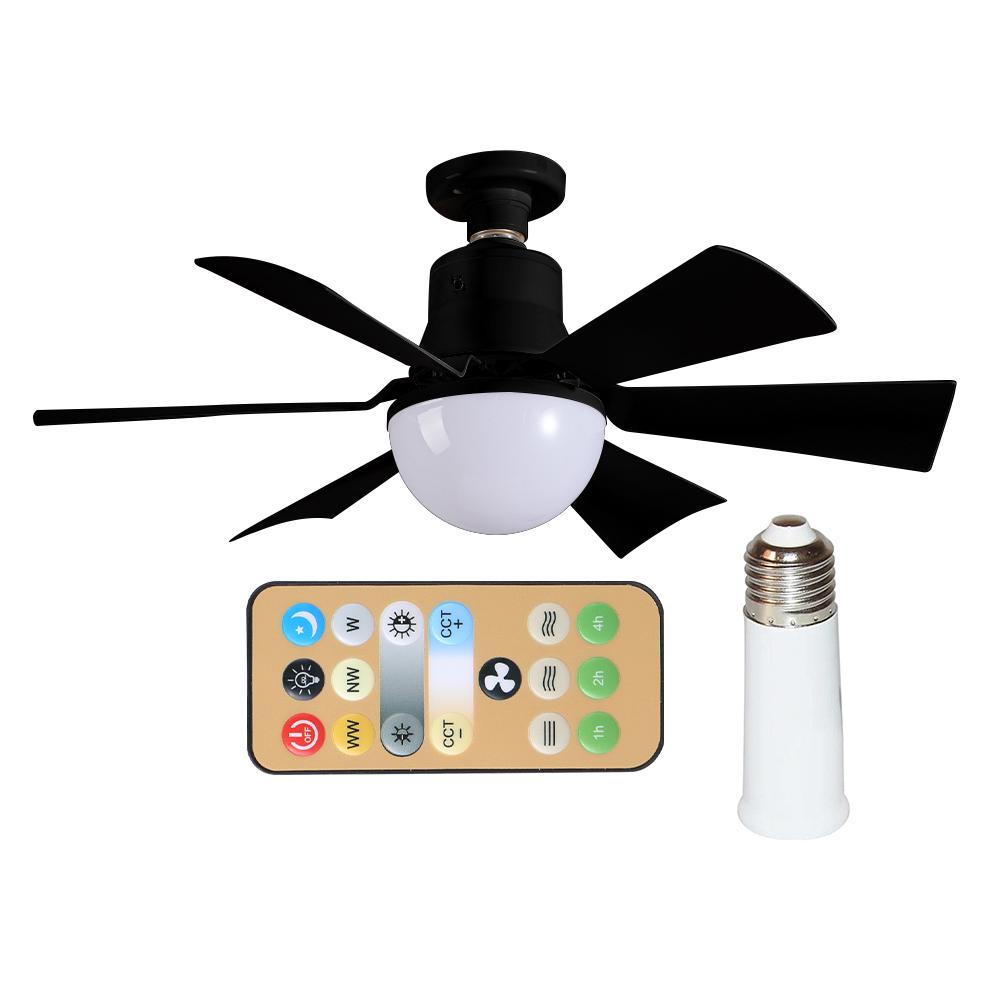 Ceiling Fan Light with Remote Socket Ceiling Fan Timing Light Bulb Fan 3 Gear Wind Speed 6 Blades for Living Room Bedroom