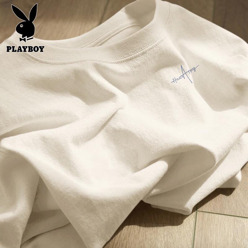 PLAYBOY Мужская американская ретро футболка с коротким рукавом из чистого хлопка