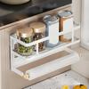 Magnetic Storage Rack with Paper Towel Holder Large Capacity Easy To Install Fridge Spice Shelf Kitchen Organizer with Towel Roll Holder