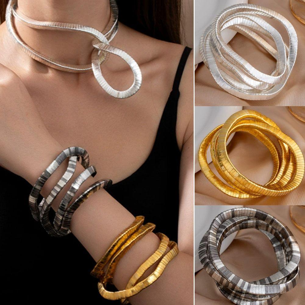 Silver Color Flexible Choker Gold Color Bracelet Bendable Snake Necklace Jewelry Accessories