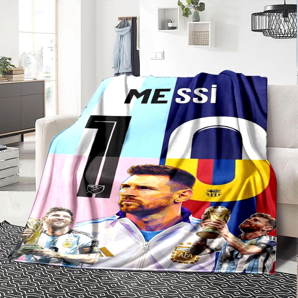 Football Messi Blanket Soft & Cozy Suitable for Livingroom Bed Office Chair Four Seasons Multipurpose Digital Print Birthday Christmas Gift Blanket