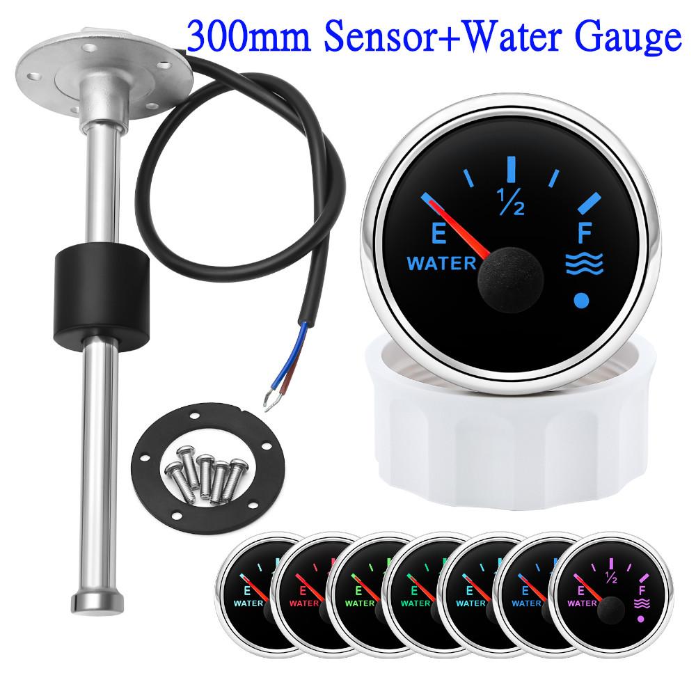 100~525mm 0-190ohm Stainless Steel Water Level Gauge Sensor For Car Boat Water Level Gauge Meter with 7 Colors Backlight 9-32V