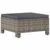 Garden Footstool with Cushion Grey Poly Rattan