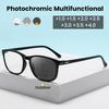 Fashionable Square Photochromic Presbyopia Glasses with Progressive Multifunctional Far and Near Dual-use Diopter To +4.0