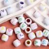 Cylinder Alphabet Beads DIY Jewelry Making Handmade Material Acrylic Big Hole Letter Accessories 20pcs 8*9mm For Bracelet Necklace Charms