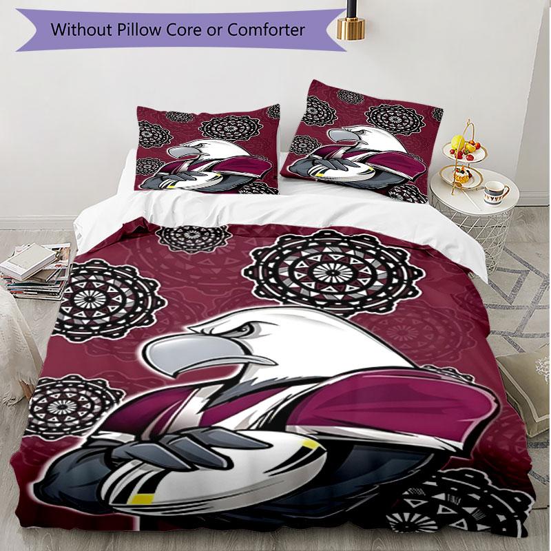 3pcs Duvet Cover Set (1*Duvet Cover + 2*Pillowcase, Without Core), Manly Warringah Sea Eagles Print Soft All‑Season Bedding Set, Home Bedroom Decor Gi