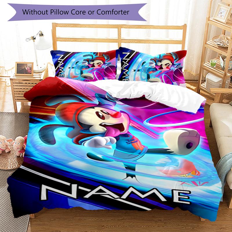 3pcs Custom Name Animaniacs Bedding Set Duvet Cover Closure Includes 1 Duvet Cover & 2 Pillowcases for All Seasons Bedroom Decor