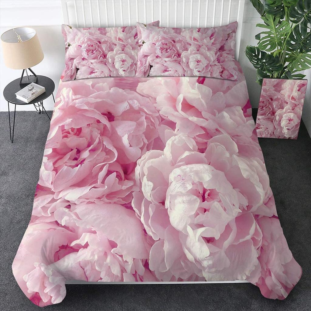 Shabby Chic Floral Duvet Cover Set Vintage Rose Butterfly Pattern Watercolor Flowers Bedding Set 2/3pcs,Botanical Comforter Sets