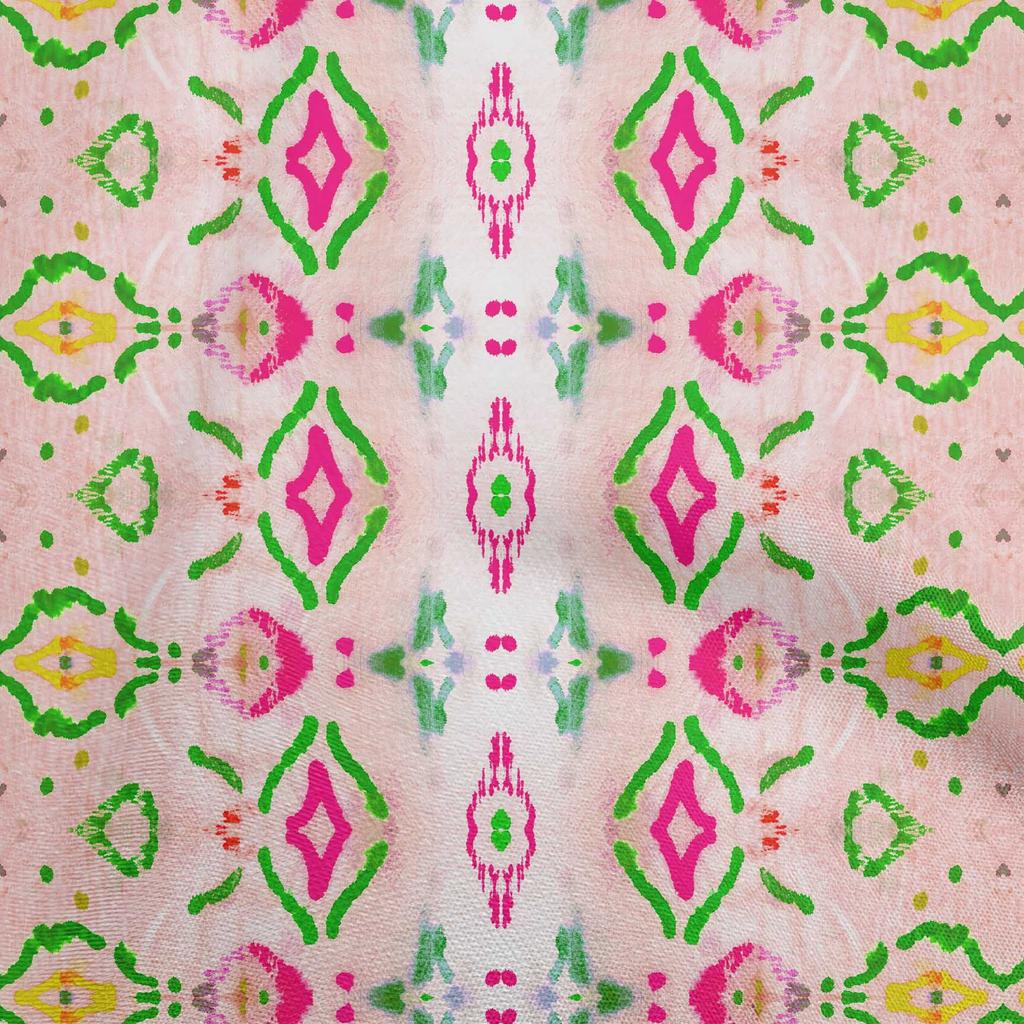 oneOone Cotton Flex Light Peach Fabric Asian Ikkat With Watercolor Fabric For Sewing Printed Craft Fabric By The Yard 40 Inch