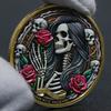 Color Printed Rose Skull Commemorative Coin, High Relief, Silver and Gold Plating, Handicraft, Commemorative Medal, Coin, Christmas Gift