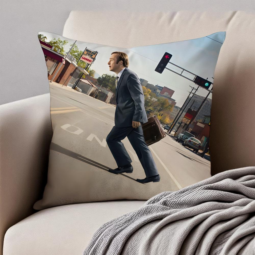Crime American TV BBetter Call Saul Cushion Cover Pillowcase Antidustmite Invisible Zipper Short Plush Sofa Cushion