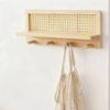 Wall-Mounted Storage Rack In Modern Minimalist Style-Woven Key Hook And Magazine Holder 2Pc In Pine Wood