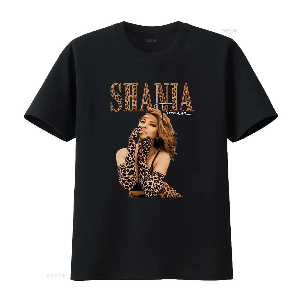 Vintage Shania Twain Leopard Print T Shirt Retro Raised on Country Music Versatile Casual hom