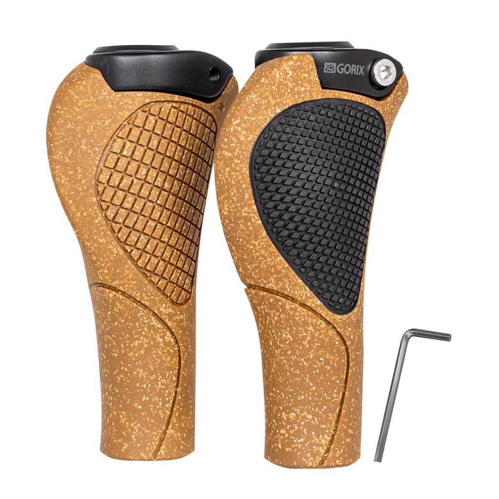 GORIX Bicycle Cork Ergo Fixed Handle Shock Bicycle Cork X Cross Mountain and Other Grip, Material, Shape, Lock-on Grip, Absorption, Anti-Slip, Grip,
