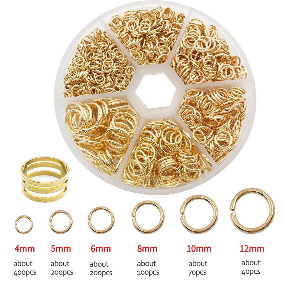 1010 шт. однопетлевое многоцветное кольцо для прыжка с открытой петлей, железная коробка для колец, украшения ручной работы, аксессуары, закрывающее кольцо