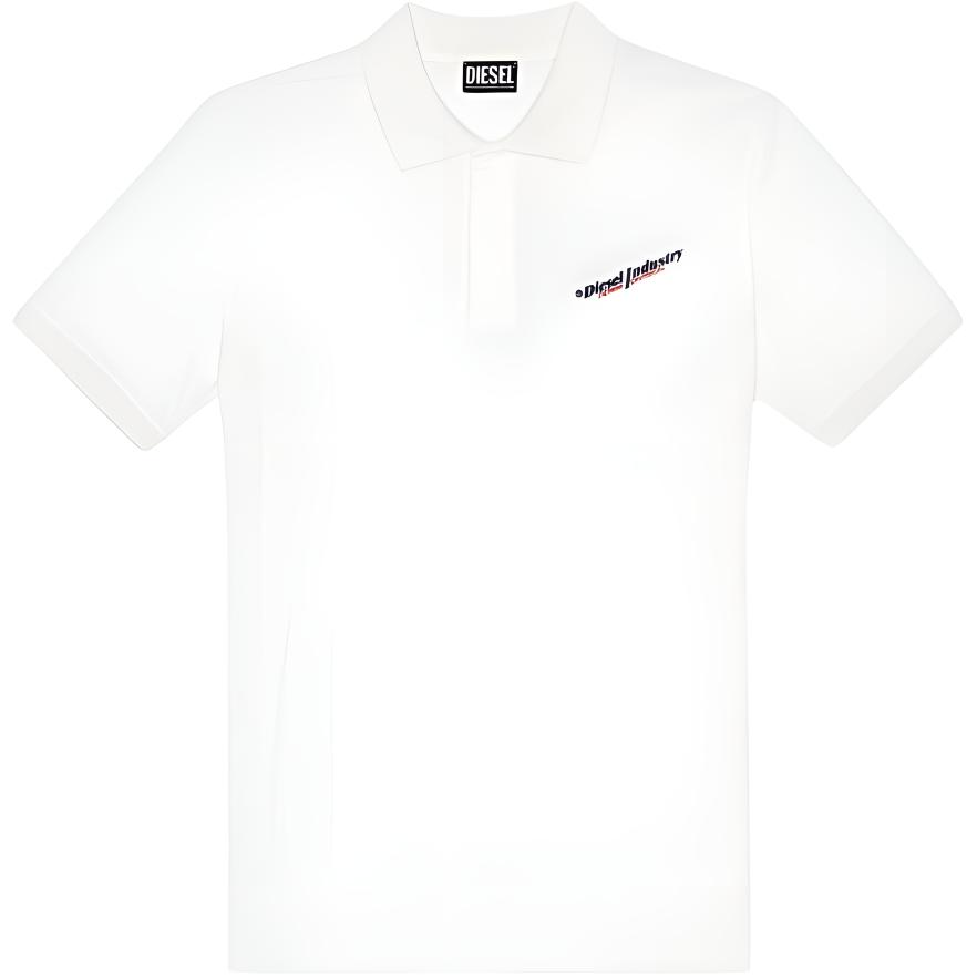 DIESEL Polo Shirts Men's White Polo Collar Moderate Straight Fit A038600HEAM141