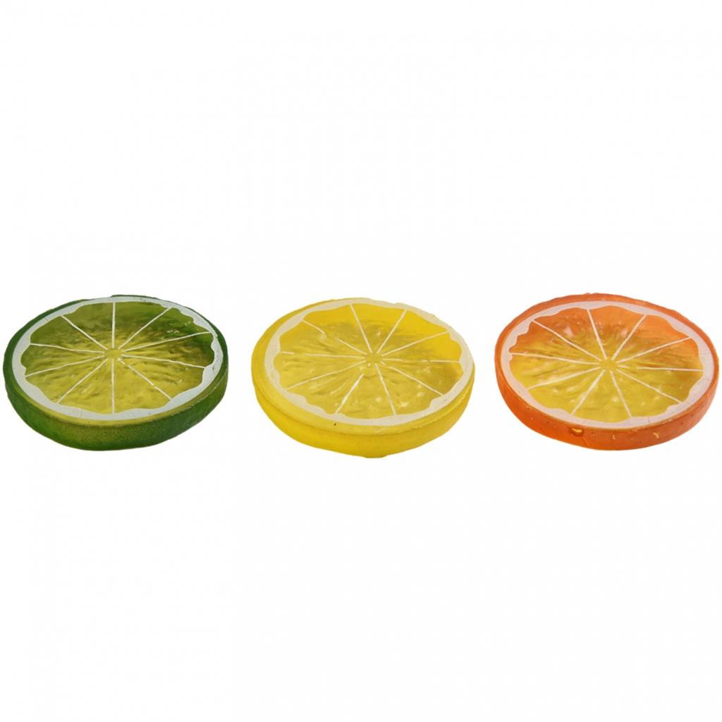 Assorted Color Artificial Lemon Slices Plastic Fake Lemon Slices