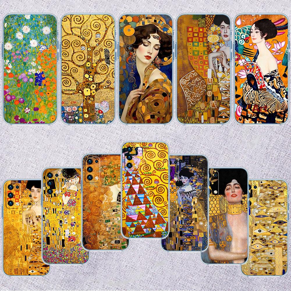 QE14 Gustav Klimt Transparent Phone Case for Motorola Moto G7 G8 G9 G84 G85 G73 G24 G15 Z2 Play Power Plus