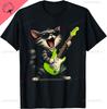 Cat Playing Guitar Rock Star Rock and Roll for Men Women  T-Shirt Print Original Design Gifts T Shirts Camiseta Hombre