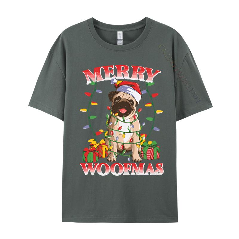 New Tshirt Merry Woofmas Christmas Santa Pug T Shirts Graphic New Trend Tops Mens Clothing Plus Size