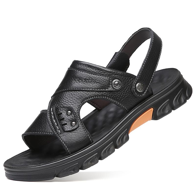 Модные мужские сандалии, тапочки из натуральной коровьей кожи, летняя мужская обувь, повседневные сандалии для отдыха на природе, пляжная обувь, большой размер 38-47