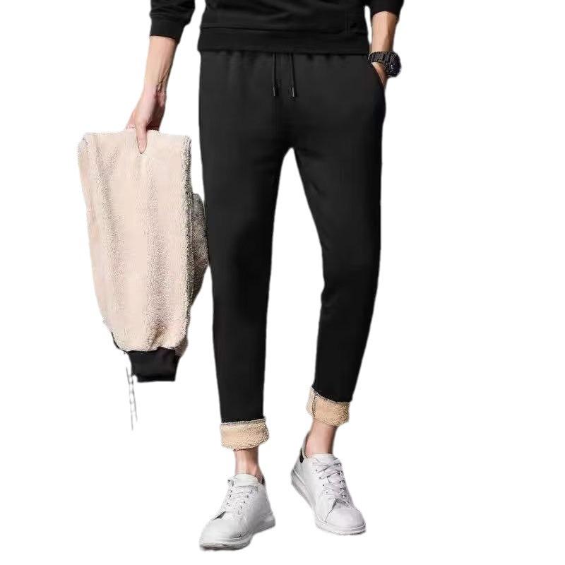 Мужской комплект Chaolun из толстовки с капюшоном и брюк для бега на бархатной подкладке: Повседневный спортивный костюм из двух частей из овечьей шерсти