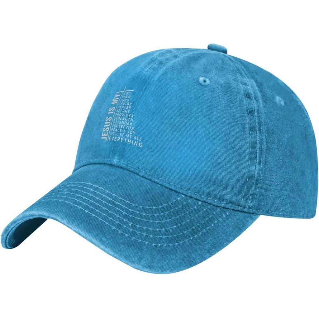 Jesus Is My God Graphic Washed Baseball Cap Cotton Adjustable Low Profile Dad Hat for Unisex