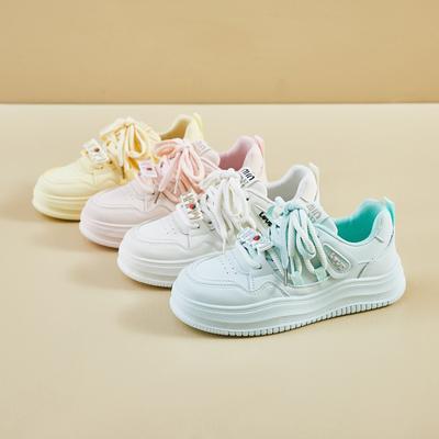 Женские кроссовки на толстой платформе, повседневные кроссовки из искусственной кожи для женщин, нескользящие кроссовки на шнуровке, удобные теннисные туфли на весну и осень