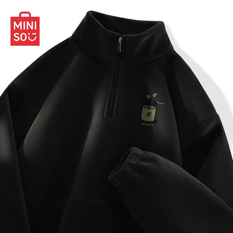 MINISO Men's Half-Zip Fleece Lined Stand Collar Sweatshirt